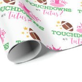 Touchdowns or Tutus Gender Reveal Party Wrapping Paper (Roll Corner)