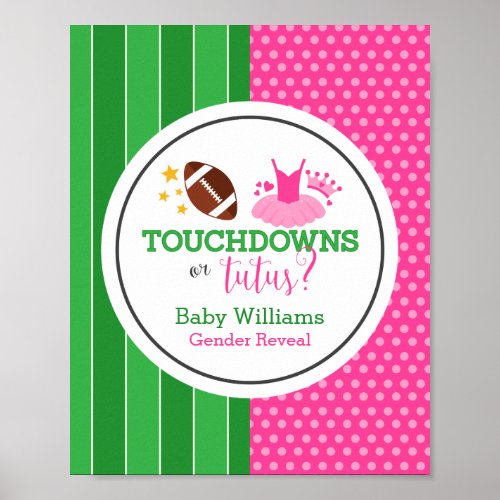 Touchdowns or Tutus Gender Reveal Poster