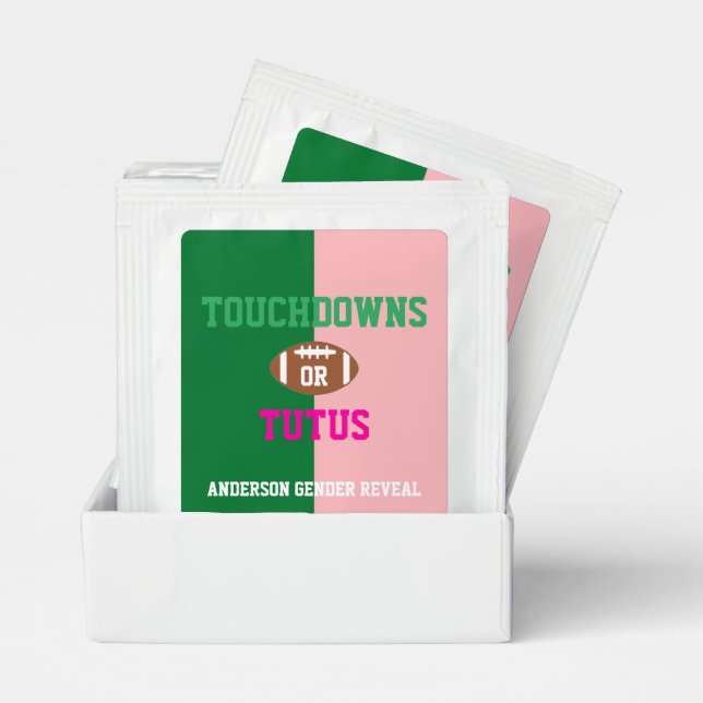 Touchdowns or Tutus Gender Reveal Tea Bag Drink Mix (Pair)