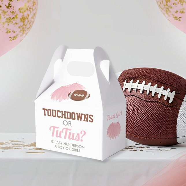 Touchdowns or Tutus Gender Reveal Thank You Favor Boxes (Touchdowns or Tutus Gender Reveal Favor Boxes)