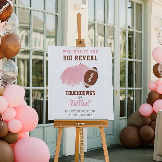 Touchdowns or Tutus Gender Welcome Sign Foam Board (Gender Reveal Welcome Sign | Touchdowns or Tutus Gender Reveal Welcome Board)