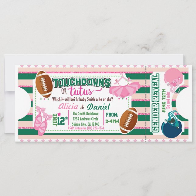 Touchdowns or Tutus Invitation (Front)