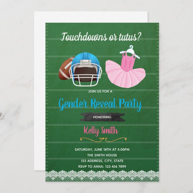 Touchdowns or tutus invitation (Front/Back)