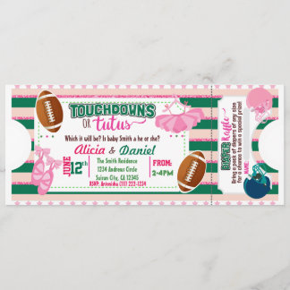 Touchdowns or Tutus Invitation - diaper raffle