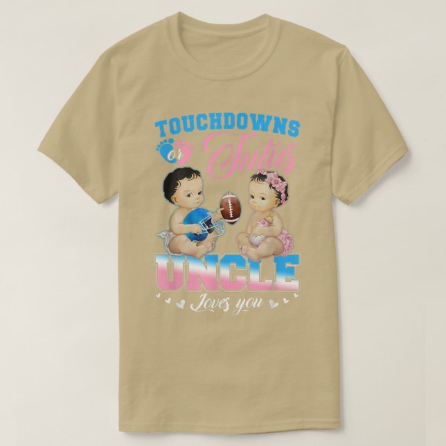 Touchdowns or Tutus Uncle Loves You Gender Reveal  T-Shirt (Design Front)