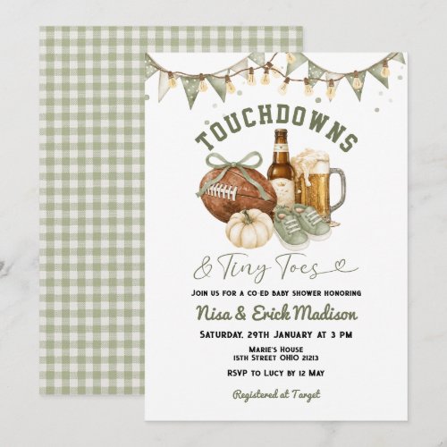 Touchdowns & Tiny Toes Football Baby Shower Invitation