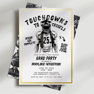 Touchdowns to Tassels Football Grad Party Foil Invitation