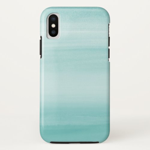 Touching Aqua Blue Watercolor Abstract 2 iPhone X Case