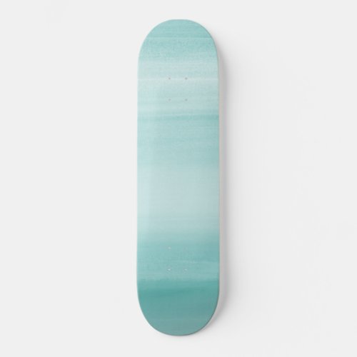 Touching Aqua Blue Watercolor Abstract 2 Skateboard