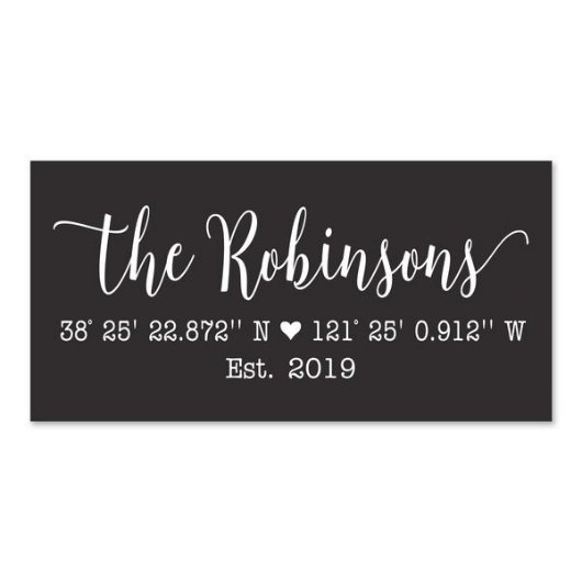 Touching Black Family Name and Coordinates Plaque (Front)