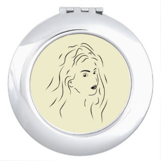 Touching Black Line Art Stilized Female Visual Compact Mirror