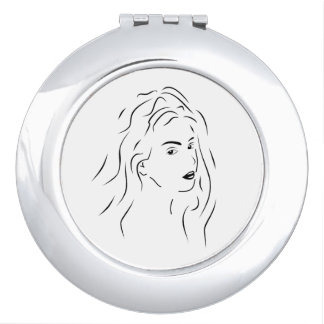 Touching Black Line Art Stilized Female Visual Compact Mirror