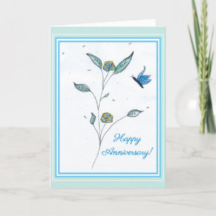Touching Blue Butterfly Anniversary Greeting Card