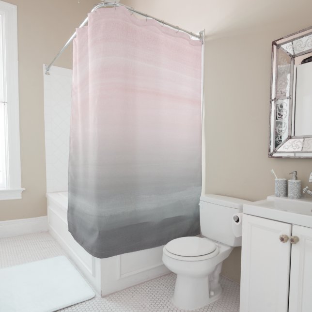 Touching Blush Gray Watercolor Abstract #4 Shower Curtain (In Situ)