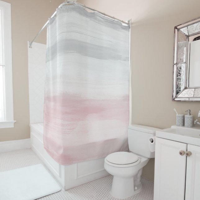 Touching Blush Gray Watercolor Abstract #5 #art Shower Curtain (In Situ)