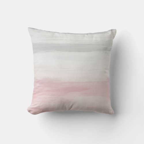 Touching Blush Gray Watercolor Abstract 5 art Throw Pillow