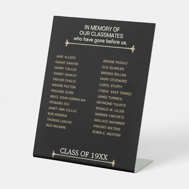 Touching, Class Reunion Memorial Tribute  Pedestal Sign (Front)