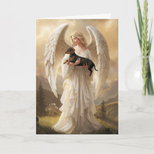 Touching Dachshund and Angel Card