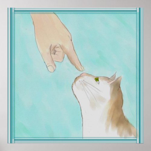 Touching Kittys Nose Poster Print