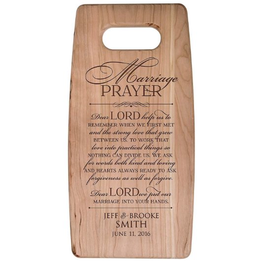 Touching Marriage Prayer Cherry Wood Cutting Board (Front)