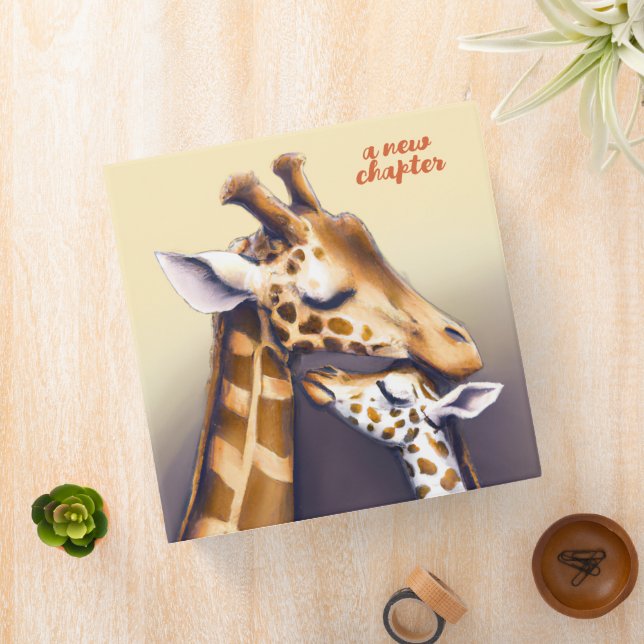 Touching Moment Between Mother Giraffe & Calf 3 Ring Binder (In Situ)