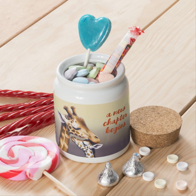 Touching Moment Between Mother Giraffe & Calf Candy Jar (In Situ)