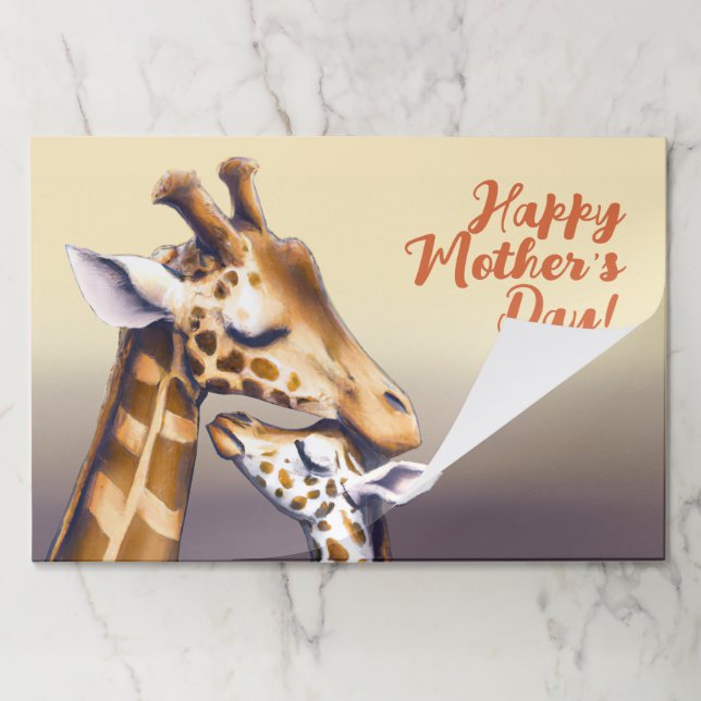 Touching Moment Between Mother Giraffe & Calf Paper Pad (Folded)