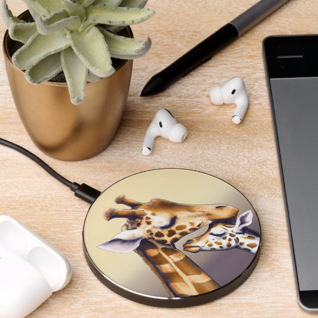 Touching Moment Between Mother Giraffe & Calf Wireless Charger (Desk 2)