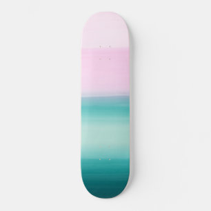 Touching Seafoam Teal Pink Watercolor Abstract #1 Skateboard
