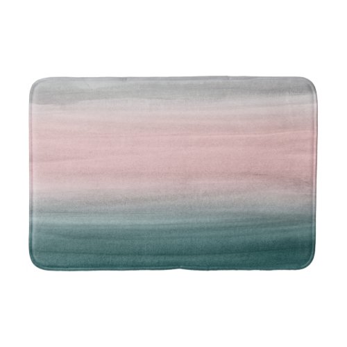 Touching Teal Blush Gray Watercolor Abstract 1 Bath Mat