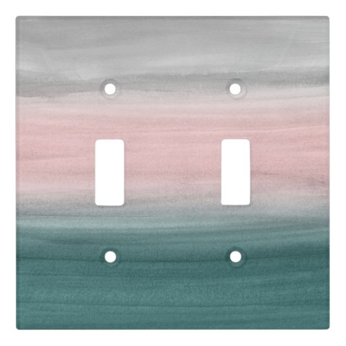 Touching Teal Blush Gray Watercolor Abstract 1 Light Switch Cover