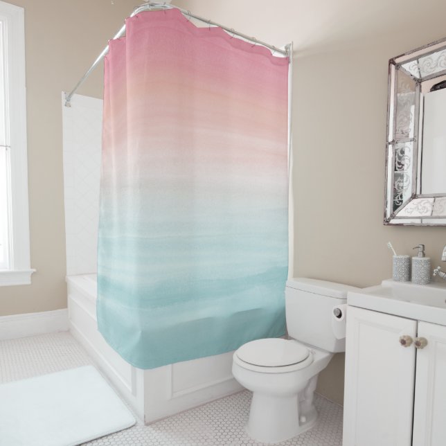 Touching Watercolor Abstract Beach  Dream #1 Shower Curtain (In Situ)