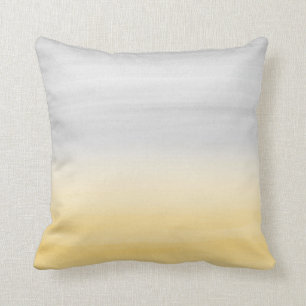 Touching Yellow Gray Watercolor Abstract #1 Throw Pillow
