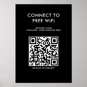 Touchless Menu QR Code Connect WiFi Black Holder