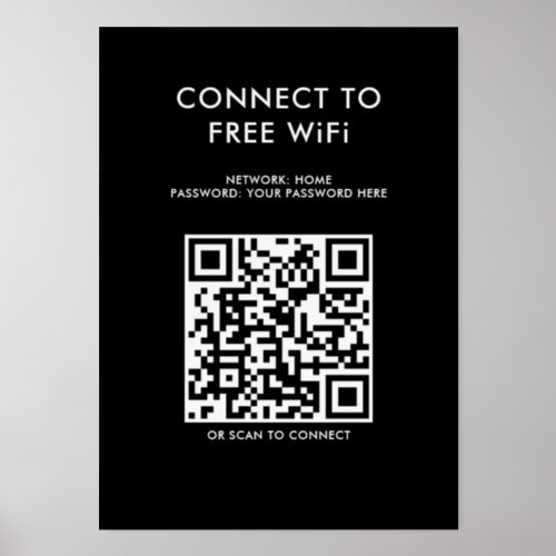 Touchless Menu QR Code Connect WiFi Black Holder