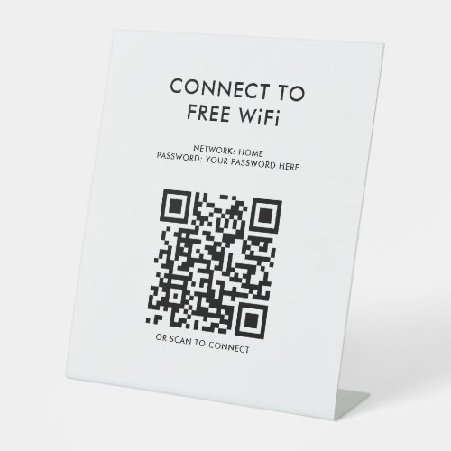 Touchless Menu QR Code Connect WiFi White Pedestal Sign