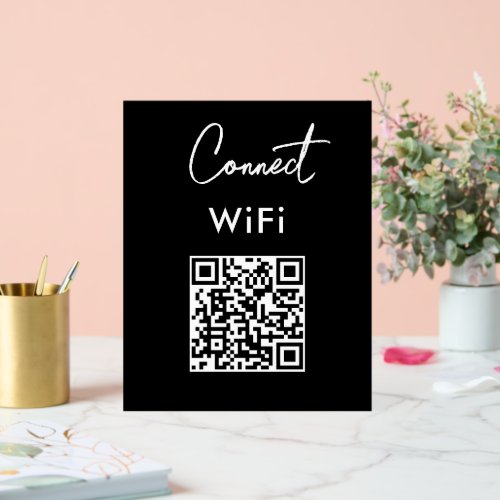 Touchless Menu QR Connect WiFi Black Acrylic Sign