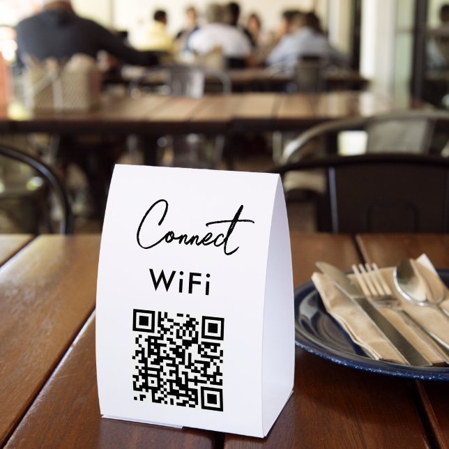 Touchless Menu QR Connect WiFi Black Paper Table Tent (Insitu(Restaurant))