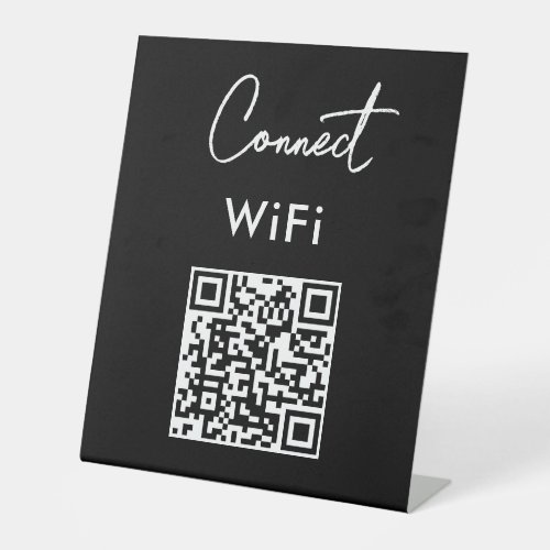 Touchless Menu QR Connect WiFi Black Pedestal Sign