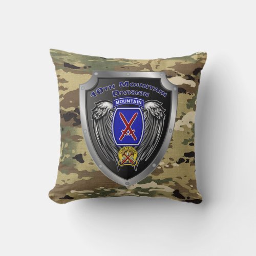 Tough 10th Mountain Division Throw Pillow