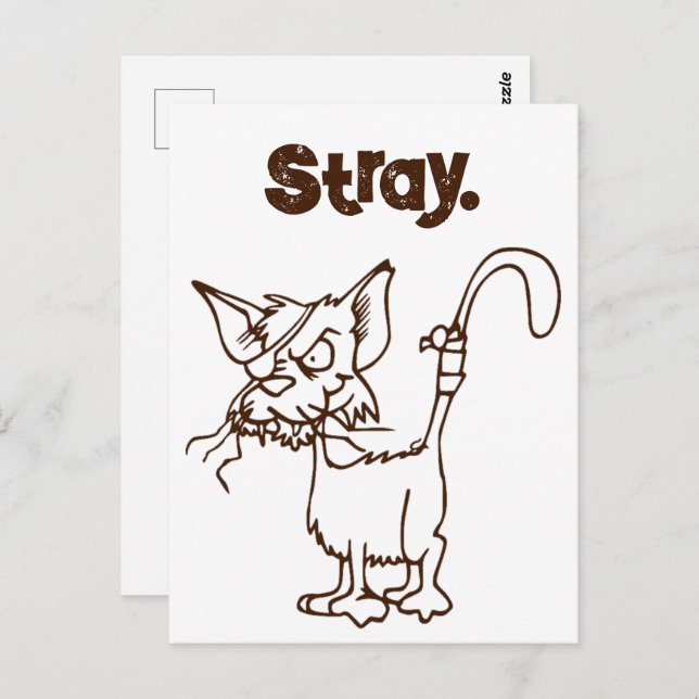 Tough Alley Cat Cartoon – Funny Tomcat Attitude Postcard (Front/Back)