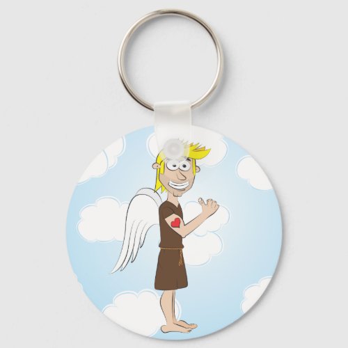 Tough Angel with heart tattoo keychain