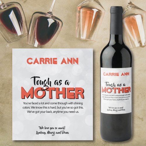 Tough as a Mother Women Besties Bold Red Black  Wine Label