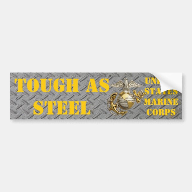 TOUGH AS STEEL USMC BUMPER STICKER (Front)