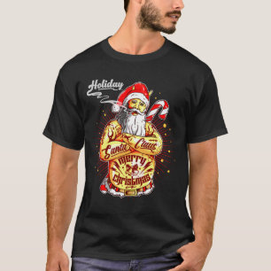 Tough Bad Smoking Tattoo Santa Merry Christmas T-Shirt