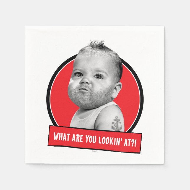 Tough Beared Baby Boy Paper Napkins (Front)