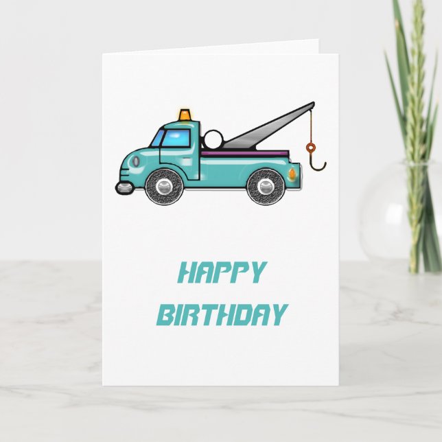 Tough Blue Tow Truck Card (Front)