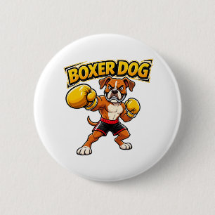 Tough Boxer Dog Boxing Sport Original Art Badge Button