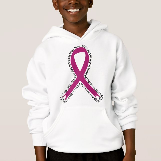 Tough Boys Wear Pink Breast Cancer Awareness Hoodie (Front)