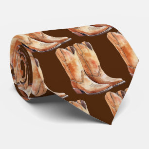 Tough Brown Cowboy Boots Neck Tie